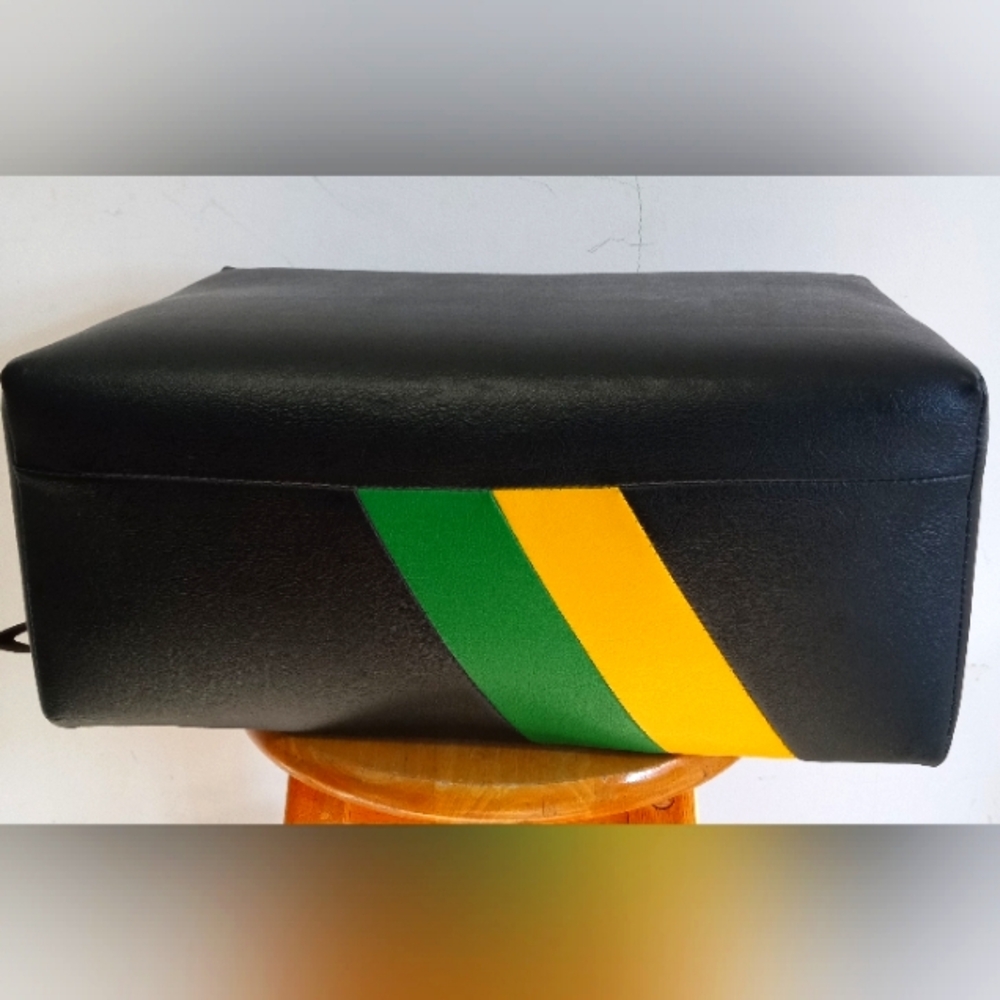 Footstool/Seat Highriser " Barber💈shop  Handmade 💚🖤💛 Has a strap